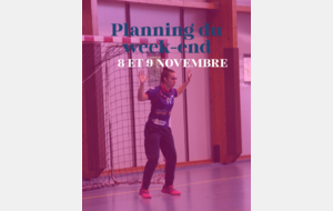 Planning matchs 8 et 9 novembre